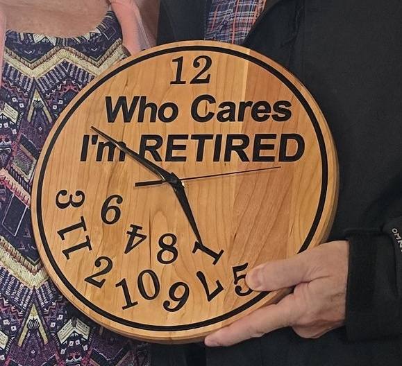 Handcrafted wooden retirement clock